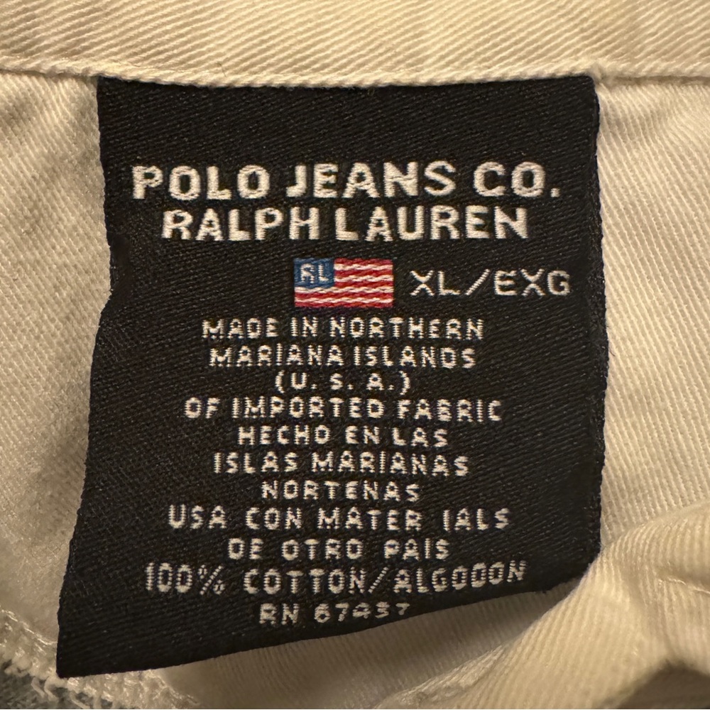 Vintage 90s Polo Jeans Co. Ralph Lauren rugby Stripe Polo large 67 applique back - Picture 10 of 10